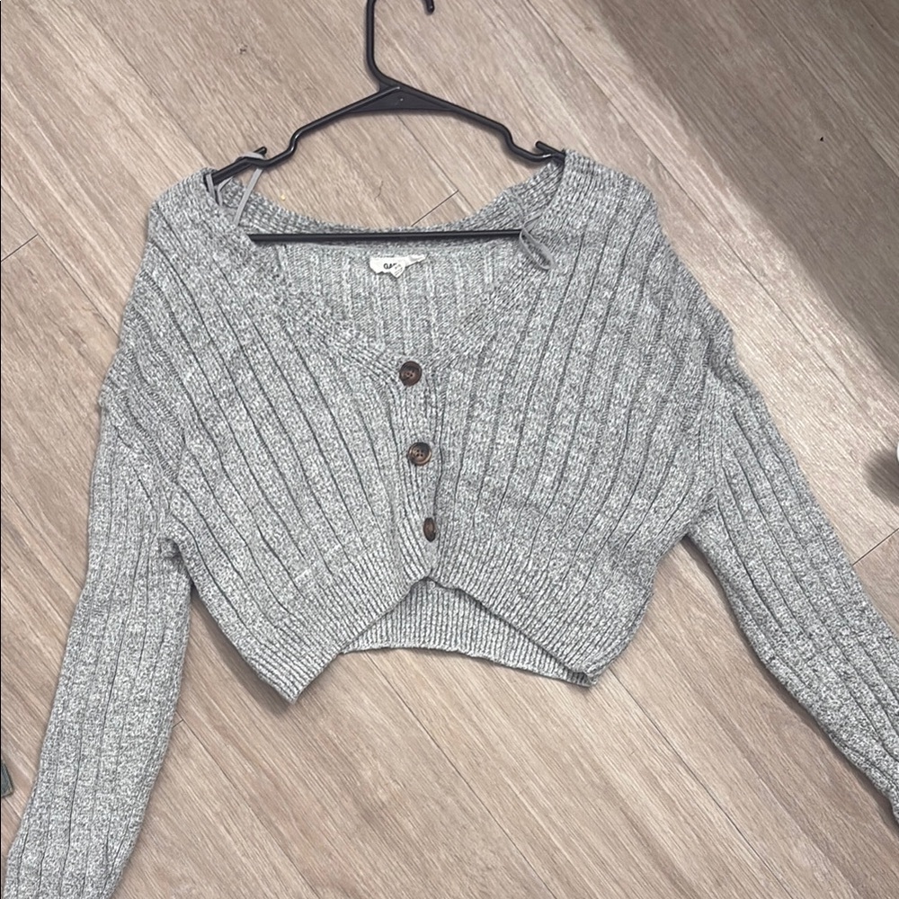Gray Ribbed Women's Sweater- garage